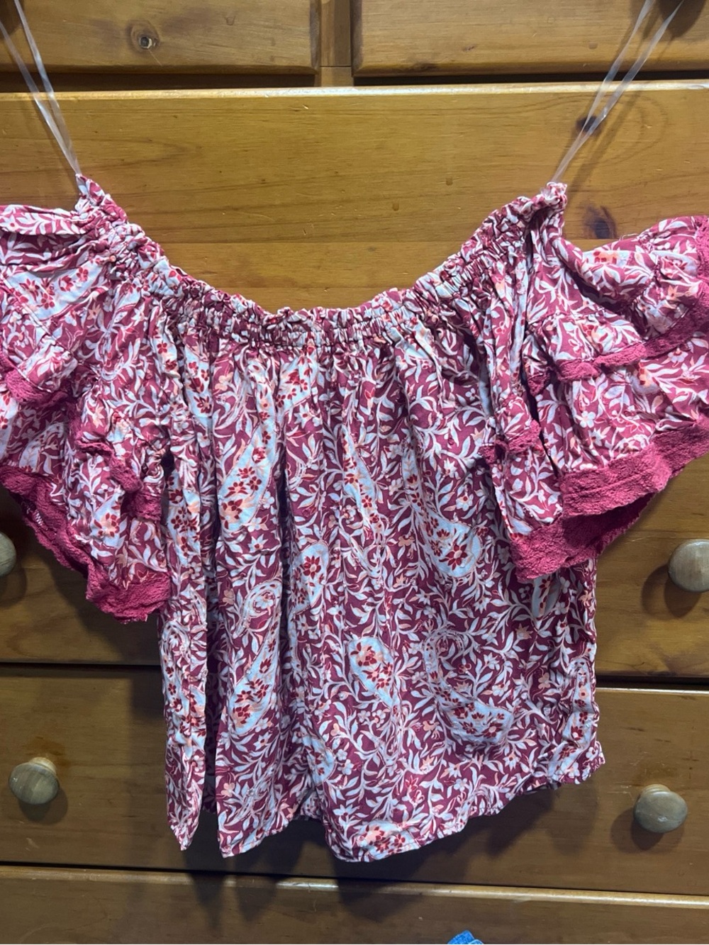 Angie Pink Floral Off-Shoulder Blouse like new